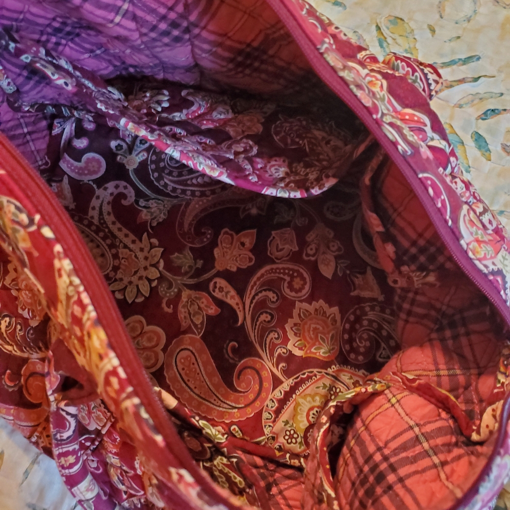 Vera Bradley Women's Paisley Travel Bag - Burgundy and Pink - Picture 7 of 7